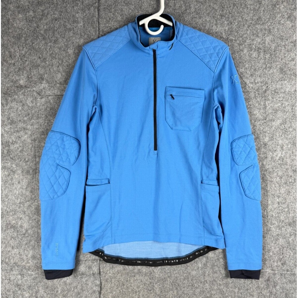 Kitsbow Jersey Men's Small Blue 1/2 Zip Corudra Merino Blend Reinforced